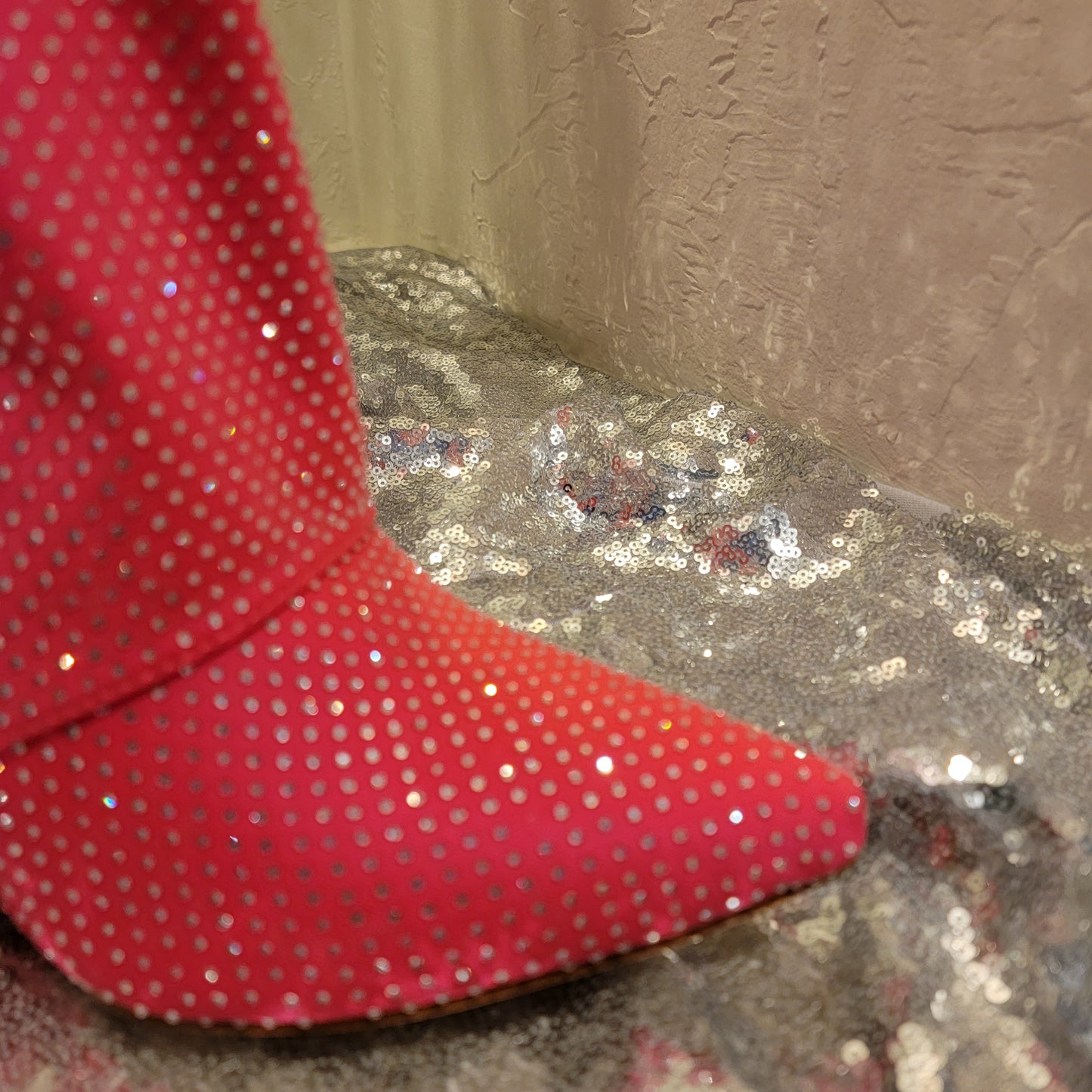 Beautiful Hot Pink Rhinestone Crystal Bejeweled Boots