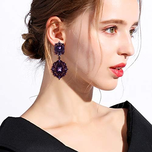 Elegant Vintage Inspired Purple Gem Stone Reign Medieval Style Earrings