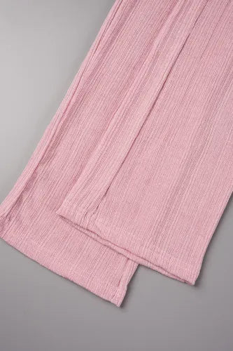 Pink Asymmetrical Tassel Fringe Hem Tunic Top & Leggings Set