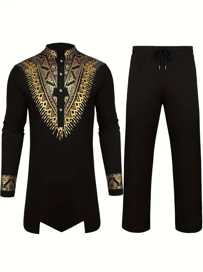 Exotic African Red & Gold Men's 2pc Suit