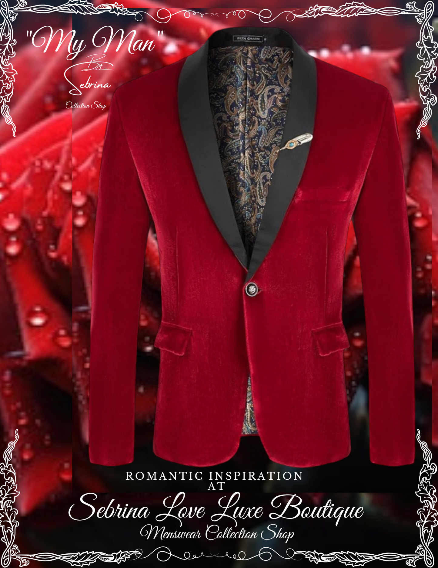 Elegant Red & Black Velvet Blue Dinner Formal Jacket