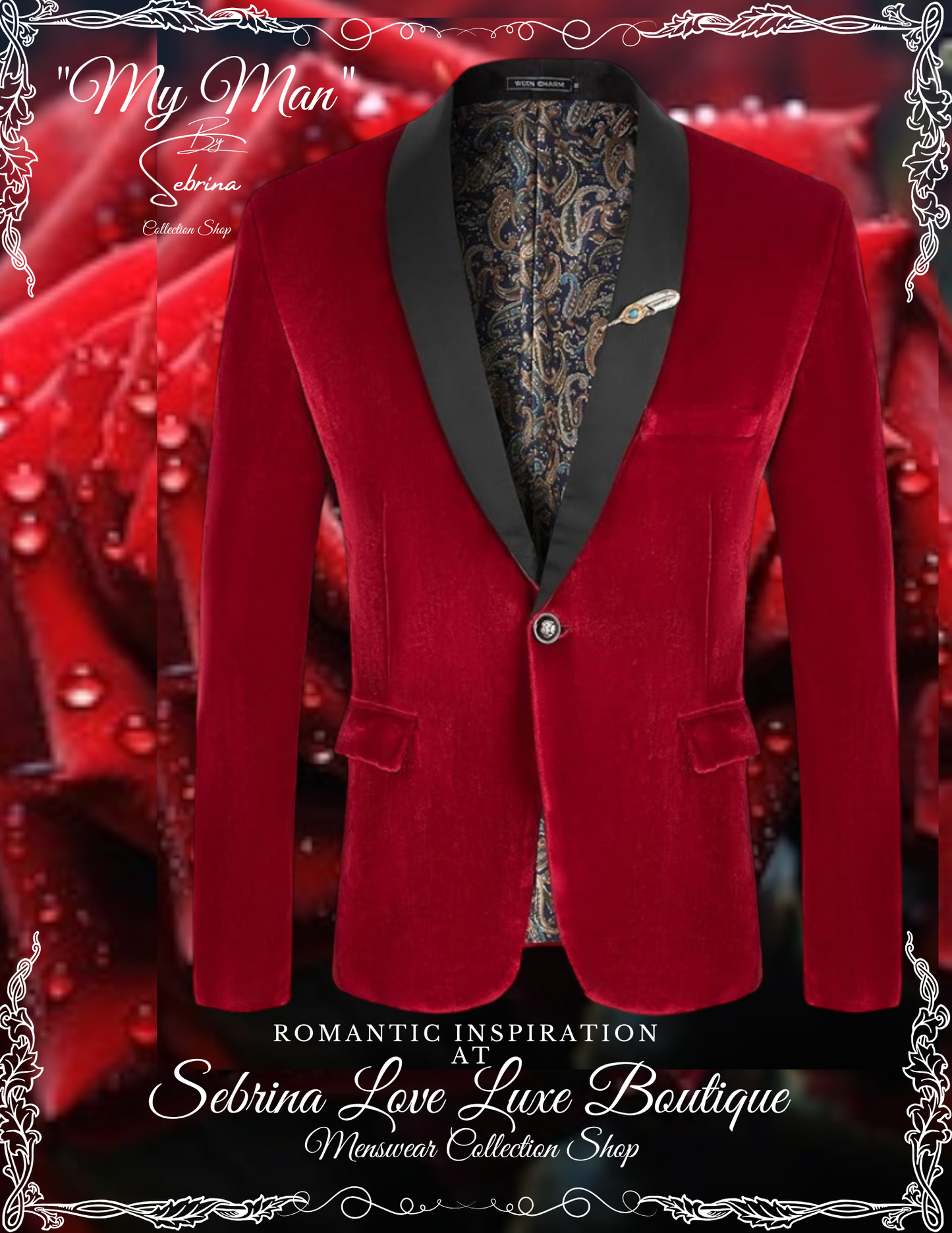 Elegant Red & Black Velvet Blue Dinner Formal Jacket