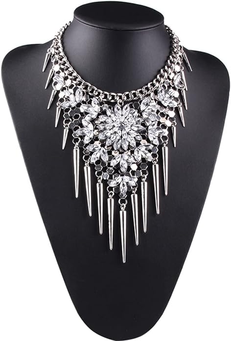 Boho Festival Silver Color Rhinestone Necklace