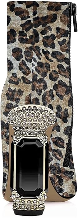 Beautified Animal Print Bejeweled Ankle Boots