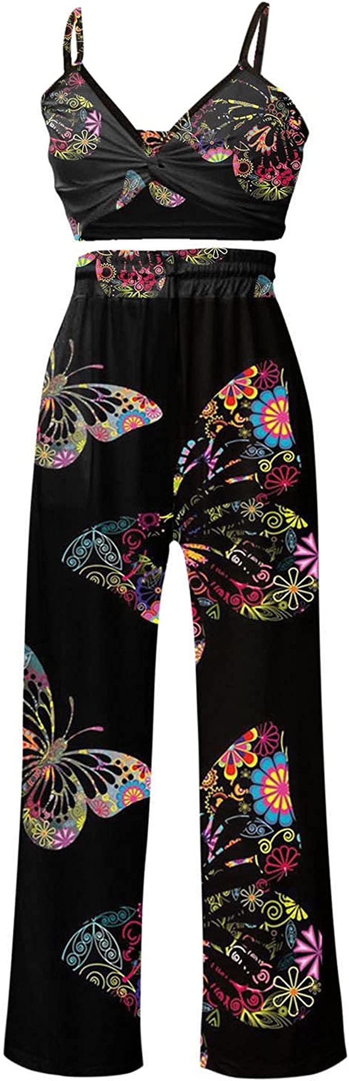 Bohemian 2 Piece Butterfly Bandeau Top & Pant Set