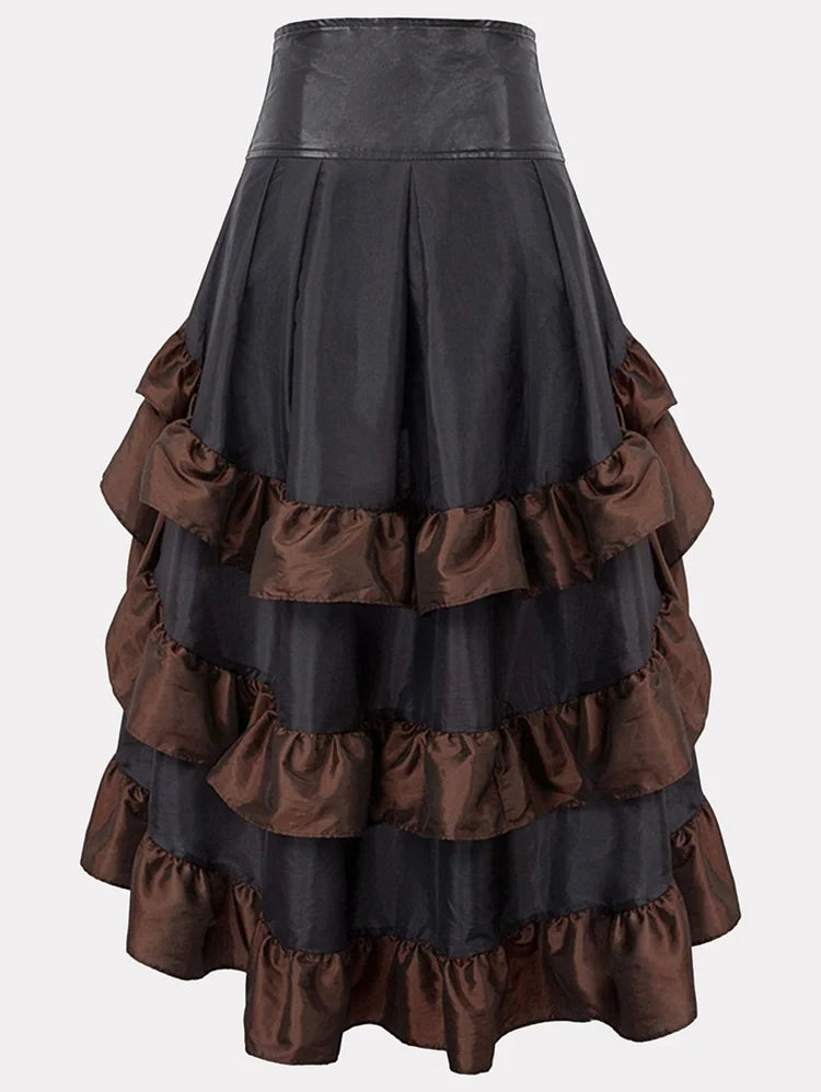 Gothic Romance Black & Merlot Maxi Skirt