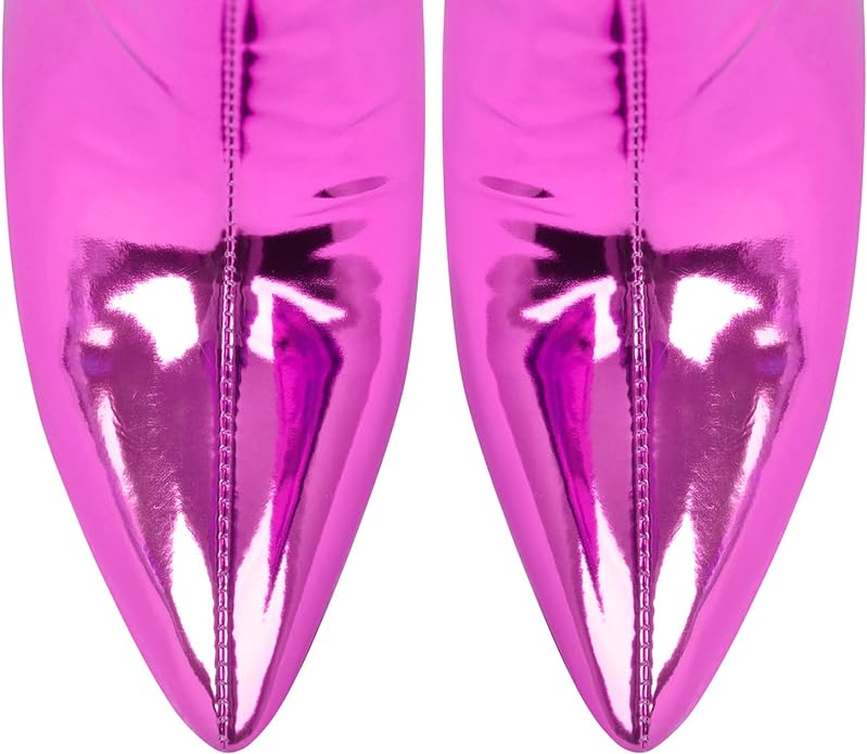 Sexy Metallic Hot Pink Thigh Boots