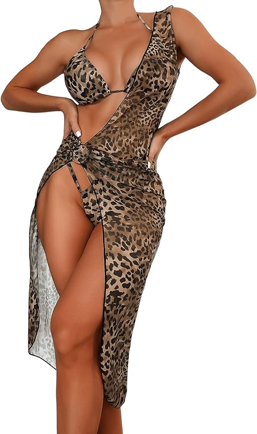 Sexy Animal Print Bikini & Cover-up Set