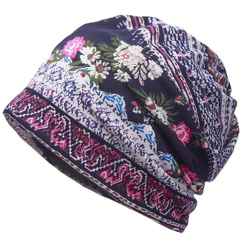 Bohemian Black/Orange Print Multicolor Print Hat