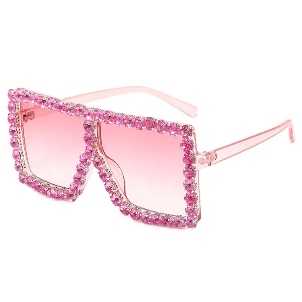 Sexy Deep Pink Rhinestone Sunglasses