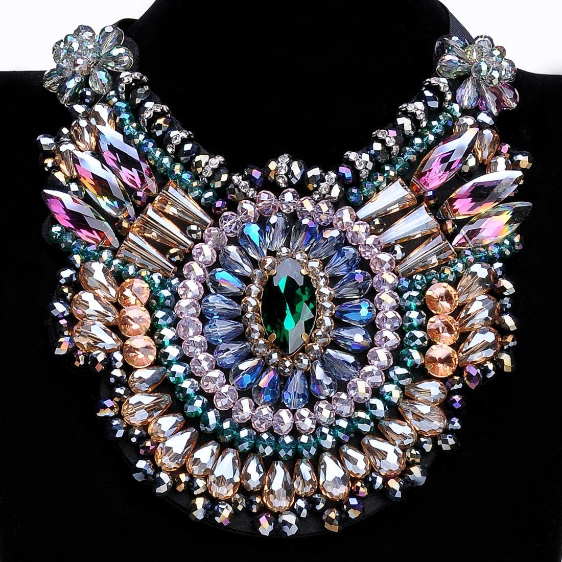 Gothic Romance AB Multicolor Bejeweled Collar Necklace