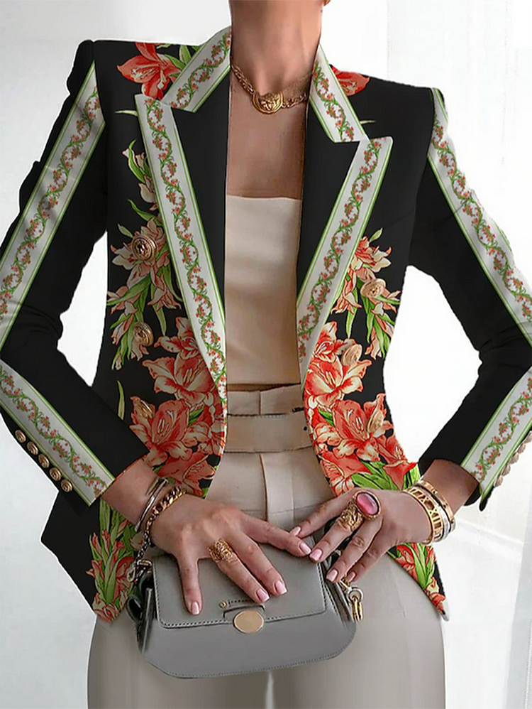 Beautiful Boho Black Multicolor Floral Jacket