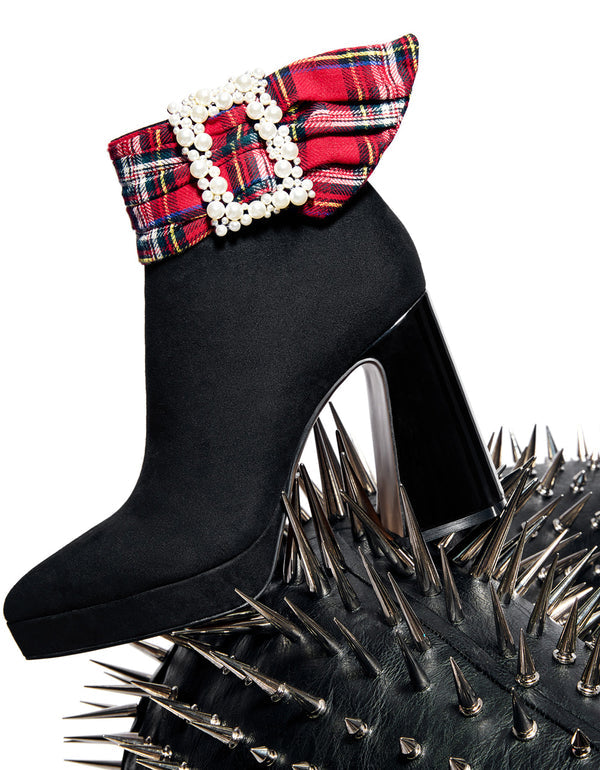 Betsey Johnson Black & Red Stewart Plaid  Ankle Booties