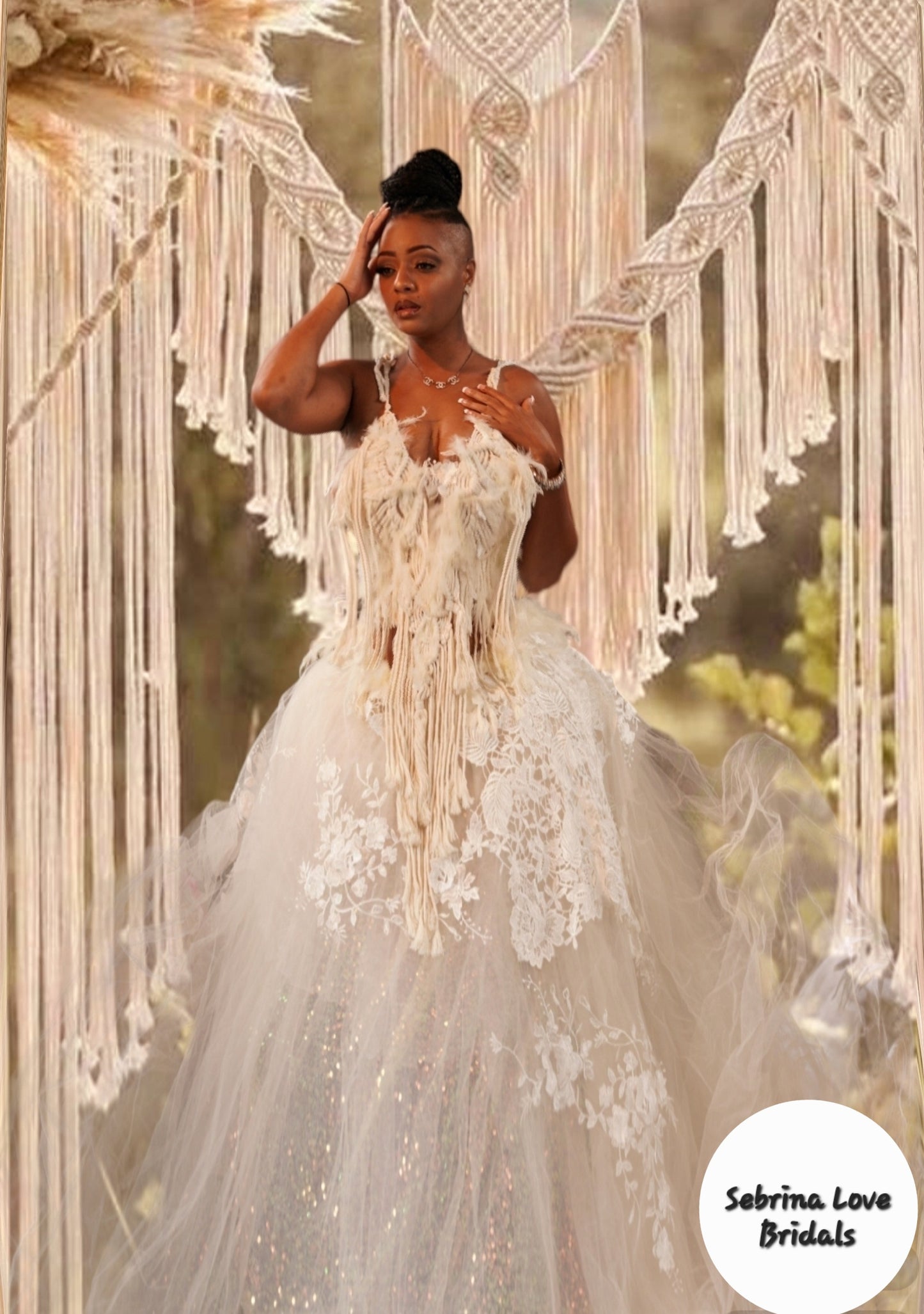 "JASMINE ALYSHA" Ivory Macrame, Tulle & Lace Wedding Ballgown Set