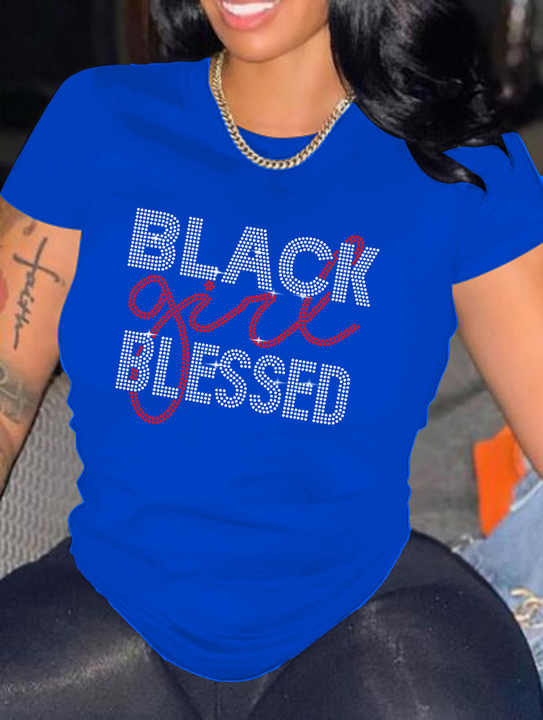 Beautiful Red BLACK GIRL BLESSED Tee Shirt Top