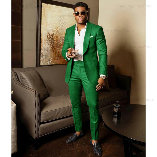 Kelly Green Men's 2 Piece Suit (Jacket & Pants)