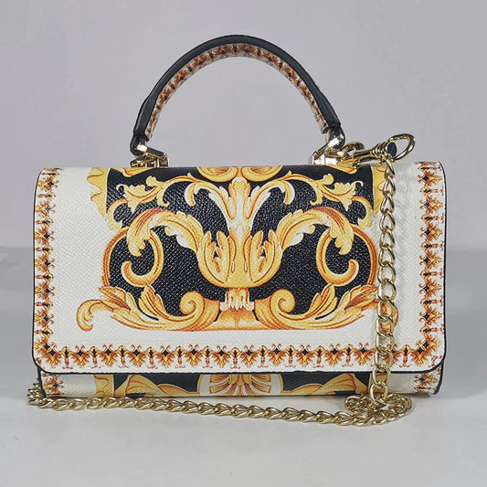 Beautiful Gold Black & White Italian Print Purse