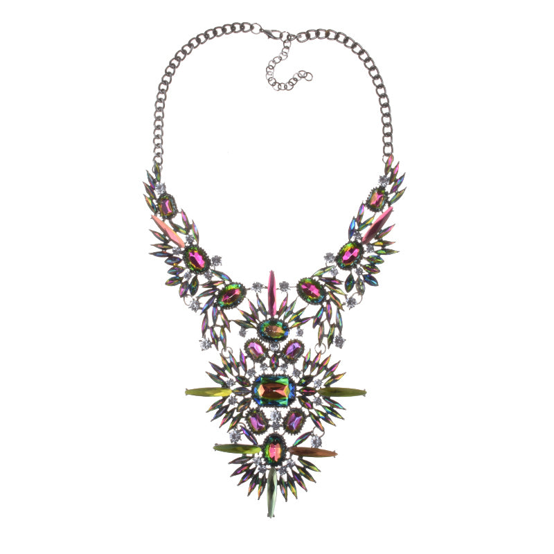 Bohemian Goddess Dark AB Rhinestone Tribal Necklace