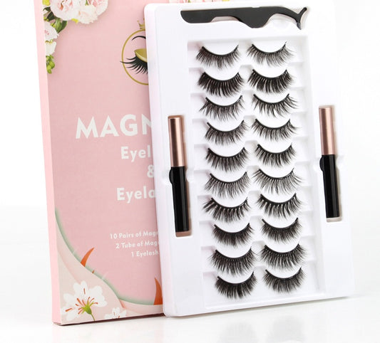 Sexy Magnetic Eyelashes & Eyeliner Set (10 Pairs)