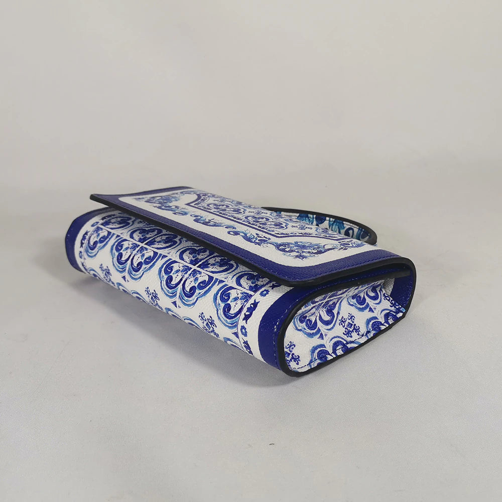 Beautiful Grecian Blue & White Porcelain Print Purse