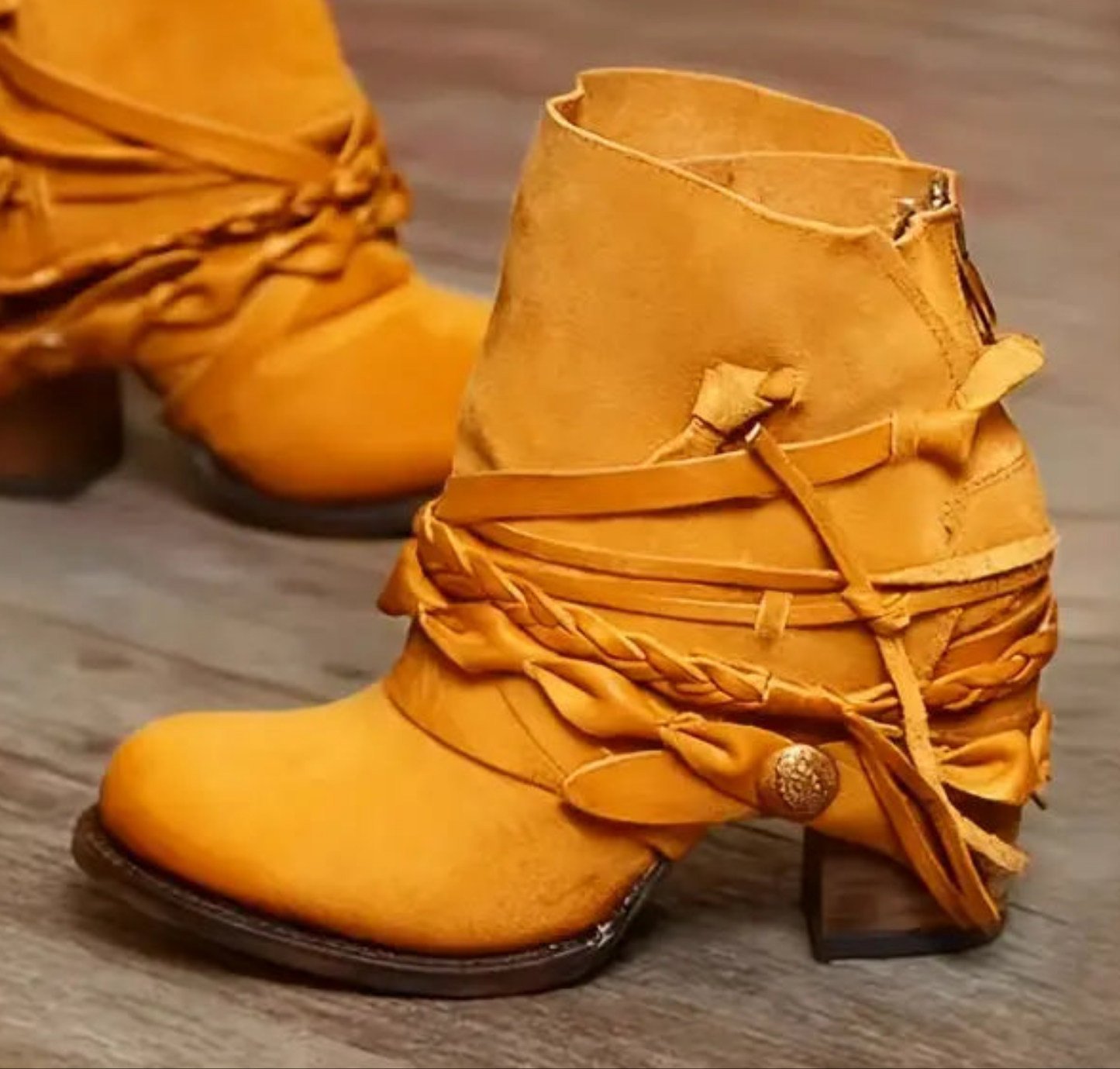 Rich Gold Boho Festival Rustic Western Ankle Booties