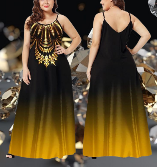 Exotic Black & GOLD Tribal Bodycon Maxi Dress