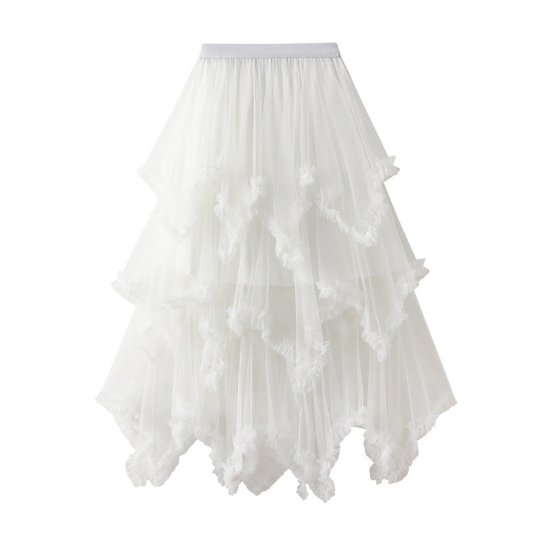 Baby Pink Aysmmetrical Hem Tulle Skirt