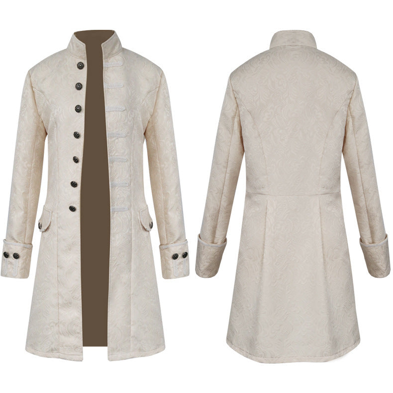 Men's Ivory White Reign Inspired Renaissance Victorian Inspired Steampunk Formal Tails Coat Costume