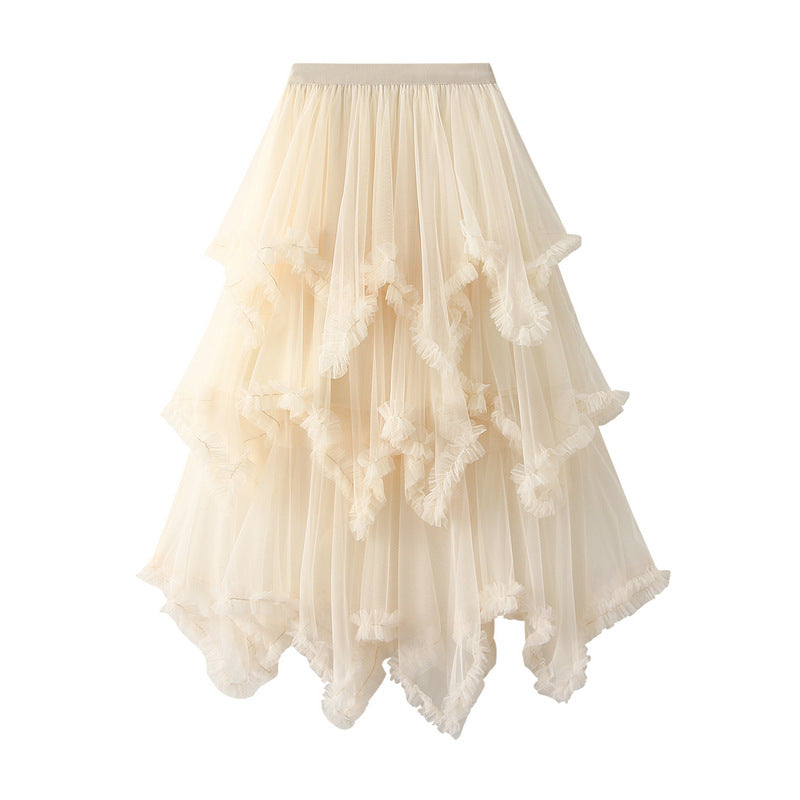 Baby Pink Aysmmetrical Hem Tulle Skirt