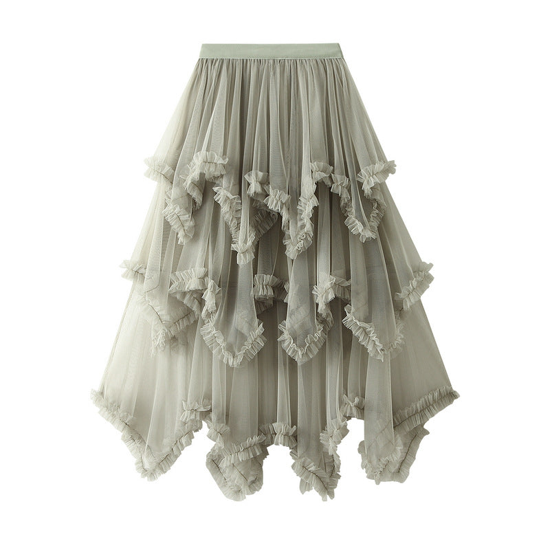 Baby Pink Aysmmetrical Hem Tulle Skirt