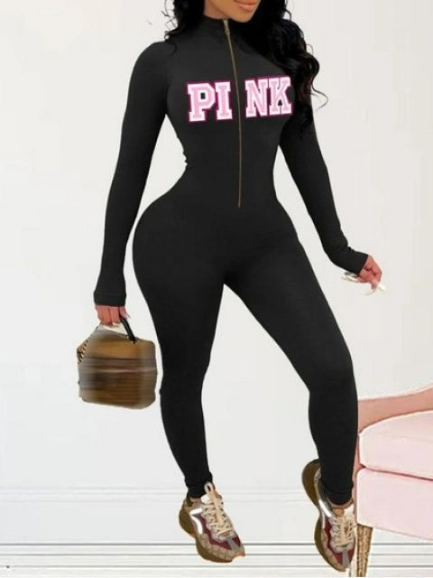 Sexy Black & Baby Pink Catsuit Jumpsuit