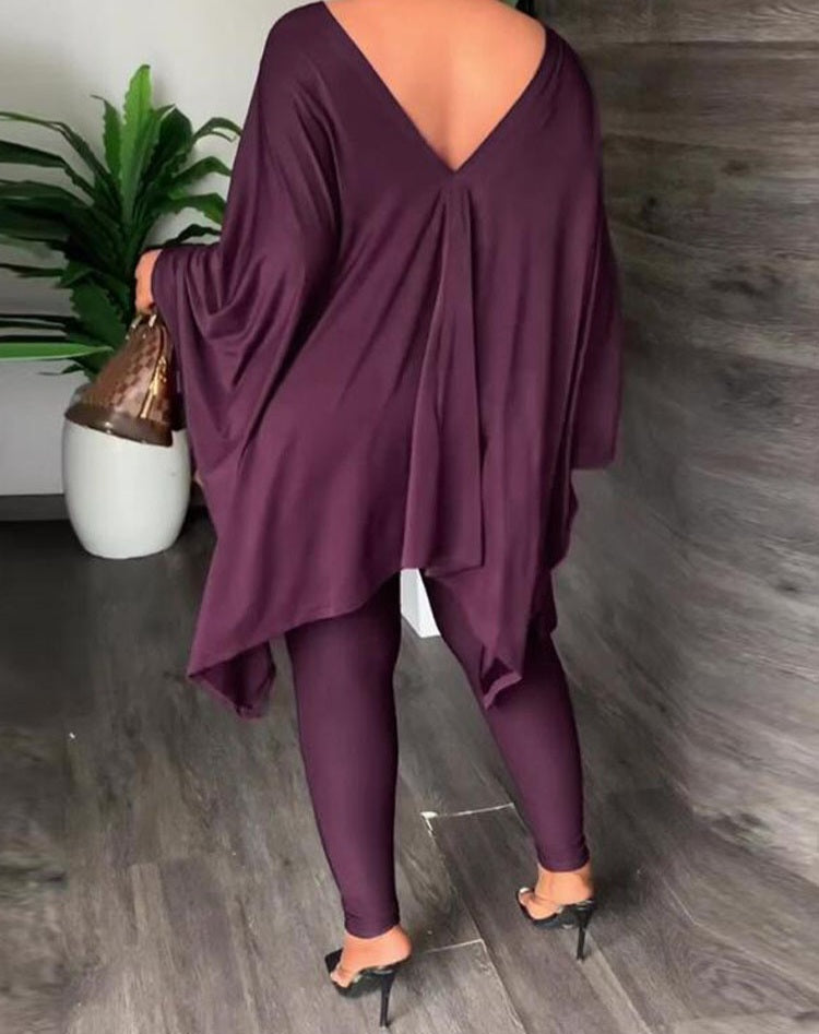 Beautiful Plum Purple 2 Piece Trapeze Tunic Set