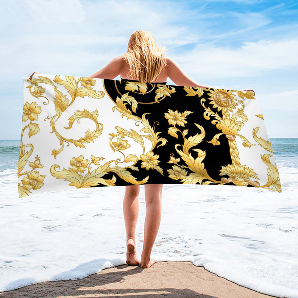 Sexy Black & Gold Italian Print Sarong Skirt Coverup