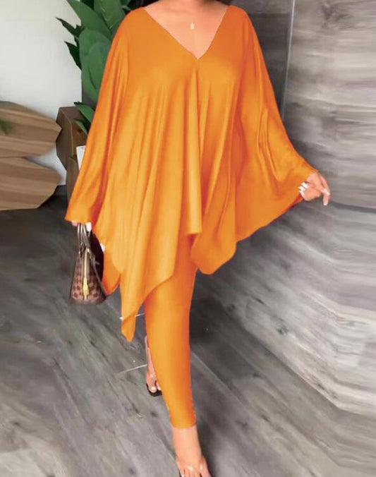 Beautiful Orange 2 Piece Trapeze Tunic Set