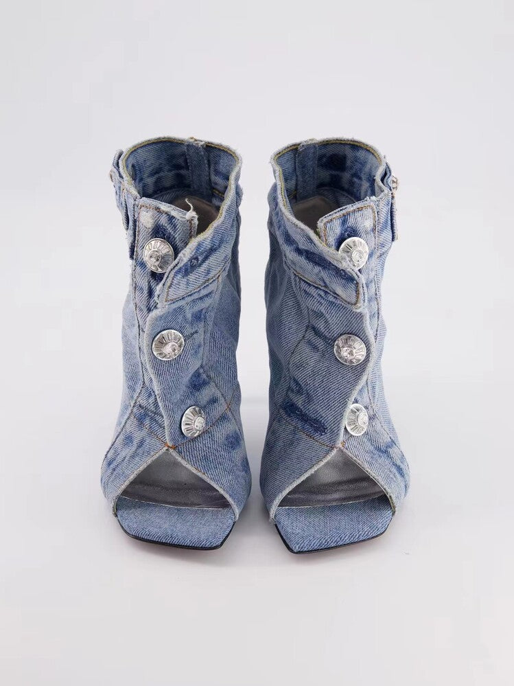 Sexy Boho Denim Ankle Booties