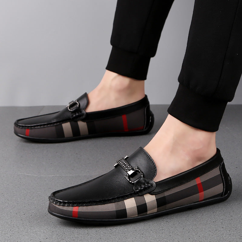 Men's British Black Plaid Driving Moccasins