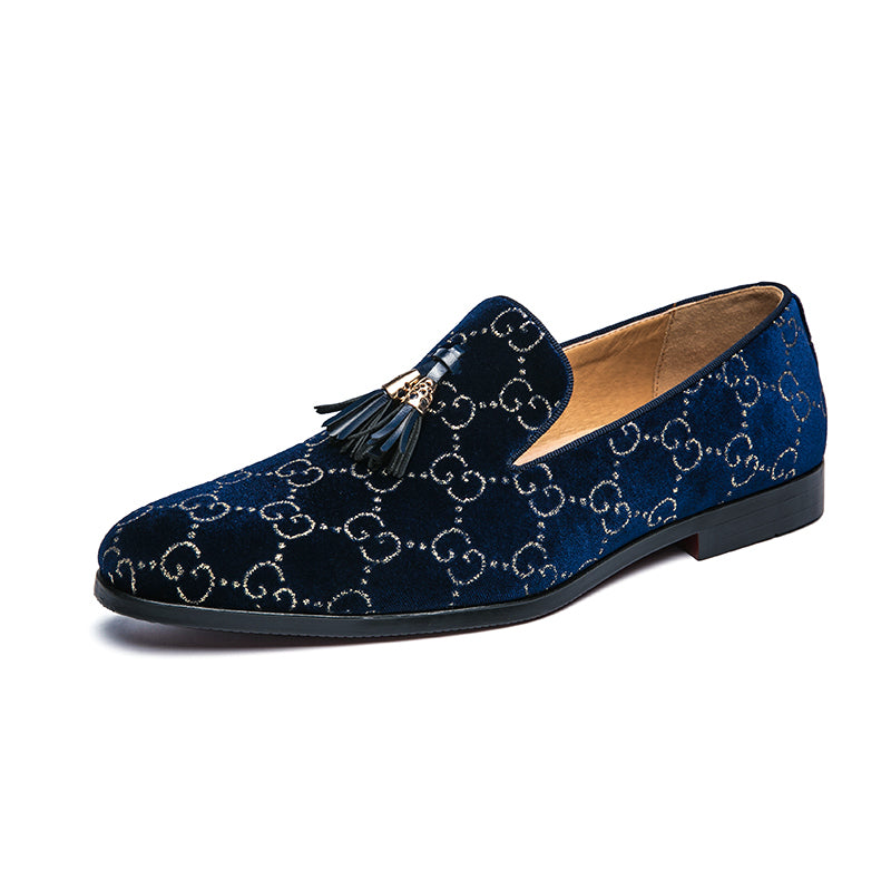 Men's Navy Blue Logo Drivers Moccasins