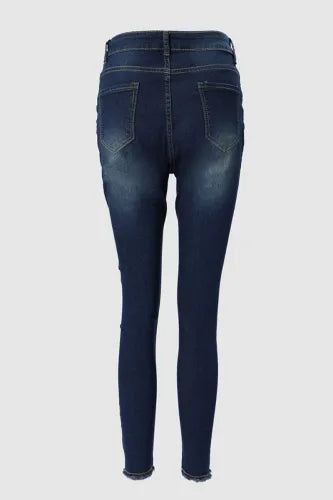 Sexy Dark Wash Zip Front Jeans