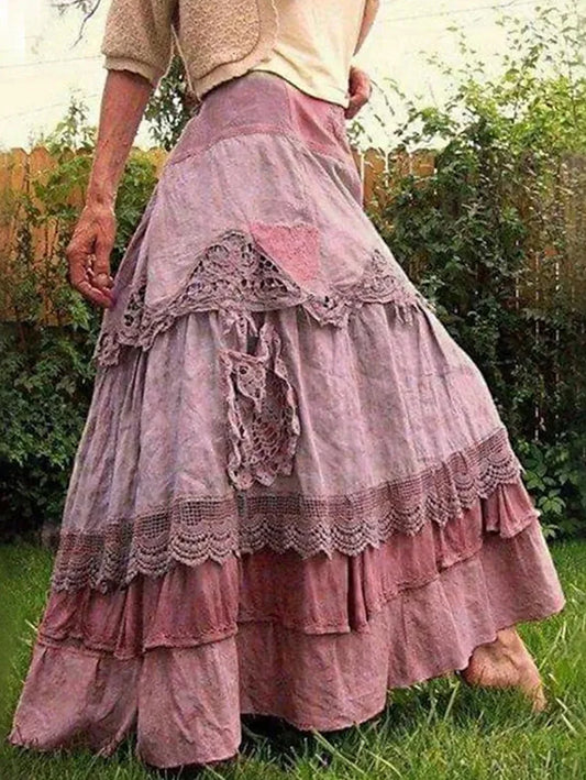 Rustic Boho Muted Pink Maxi Skirt