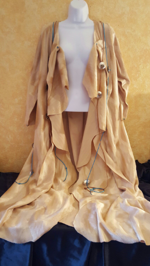 Southwestern Champagne Velboa Velvet Organic Cut Maxi Coat