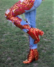 "CHARLOTTE" Red Damask Sequin Lace Ankle Booties