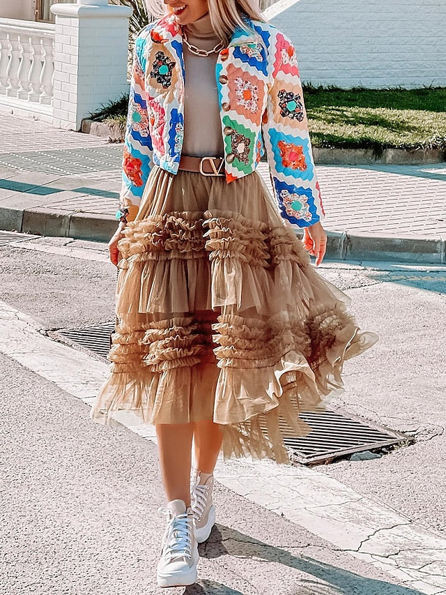 Flowy Latte Taupe Tulle Hi Low Skirt