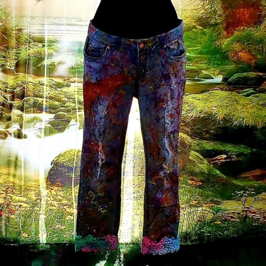 "GODDESS" Custom Order Splatter Paint Graffiti Denim Jeans