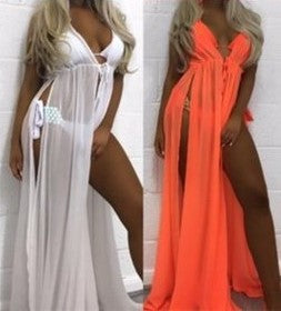 Sexy Orange Maxi Dress Beach Coverup