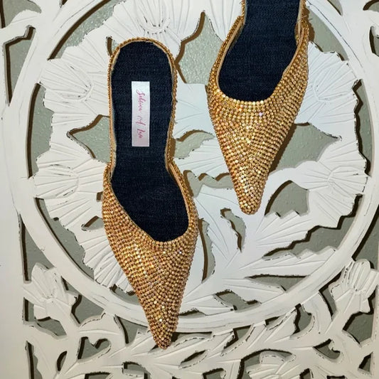 "LALA" Denim & Diamonds Crystal Mules