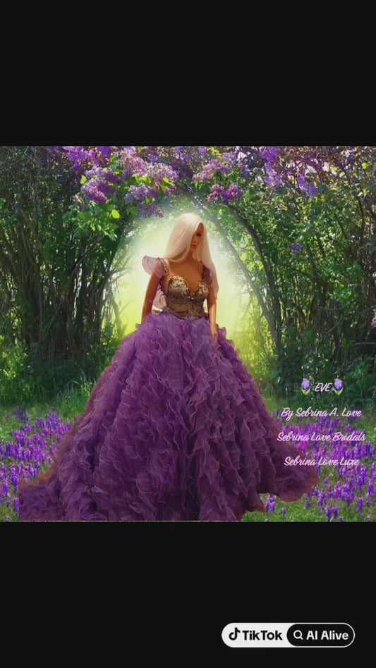 🪻EVE🪻Lavender Ruffled Organza Garden Wedding Ballgown Set