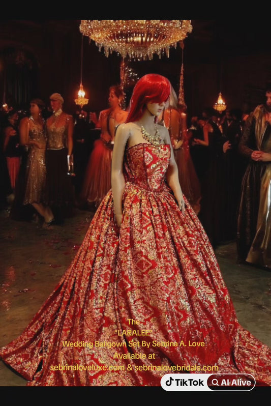 "LARALEE" Red & Gold Indian Wedding Ballgown Set (SAMPLE GOWN SET)