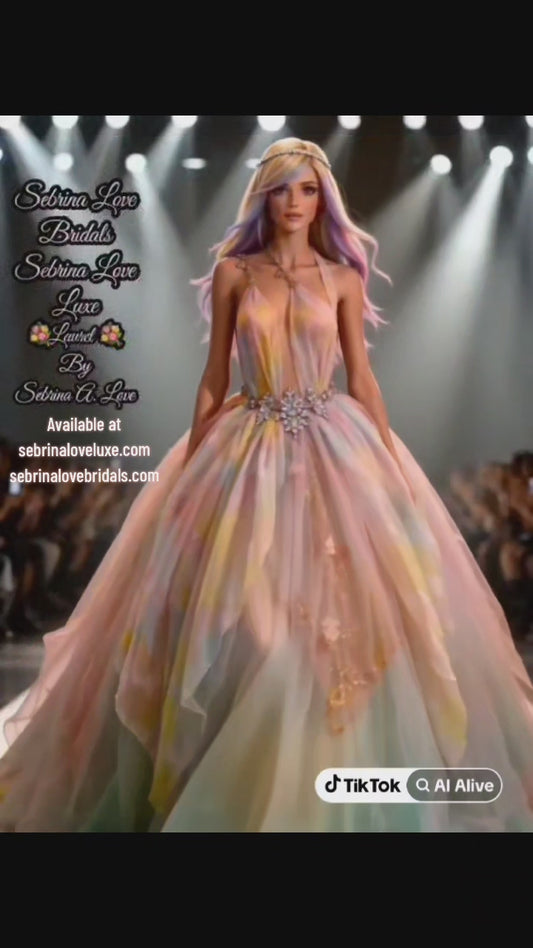"LAUREL" Pastel Watercolor Wedding Ballgown Set