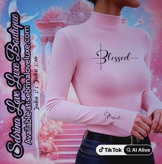 "BLESSED" Pink & Black Scripture Bodycon Top
