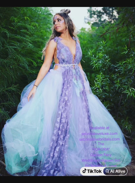 Sample Gown Set "AURORA" Blue & Lavender Wedding Ballgown Set